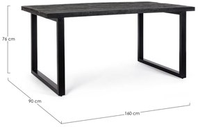 Tavolo HASTINGS rettangolare in legno di mango e base antracite acciaio 160&#215;90 cm