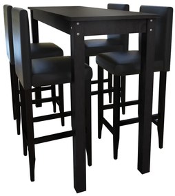 Set Tavolino Da Bar Con 4 Sgabelli Neri /
