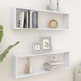 Mensole Parete A Cubo 2 Pz Bianco 100x15x30 Cm İn Multistrato /