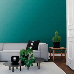 Carta da parati Effetto Tessile unito verde petrolio, 53 cm x 10.05 m