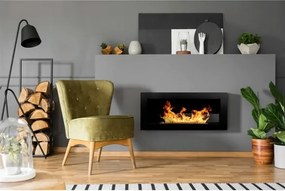 Camino a bioetanolo da parete o incasso Livorno Nero L 90 x P 12 x H 40 con vetro