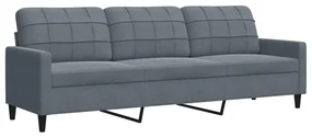 Divano a 3 posti grigio scuro 210 cm in velluto