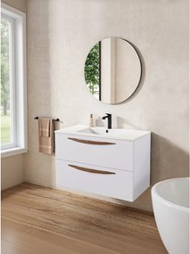 Mobile da bagno sospeso sotto lavabo L 79.5 x H 55 x P 45 cm bianco laccato opaco, 2 cassetti VISOBATH Arco