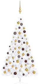 Set Albero Natale Artificiale A Metà Led Palline Bianco 150cm /