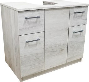 Mobile copricolonna sottolavabo 2 ante 2 cassetti Quercia Bianco