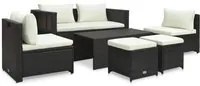 Set Divani da Giardino 6 pz con Cuscini in Polyrattan Marrone 47808