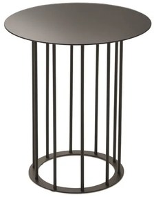 Tavolino tondo D45 cm con base in metallo Nero e piano in vetro Fumč MUTE