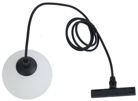 Lampada a sospensione moderna nera con vetro bianco per sistema a binario monofase - Slimline Eira