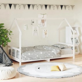 Giroletto Per Bambini Bianco 90x200cm İn Legno Massello Di Pino /