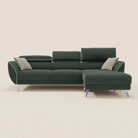 Michelangelo Divano Angolare bicolore con Penisola e Sedute Estensibili - Poggiatesta reclinabili in tessuto smacchiabile T23