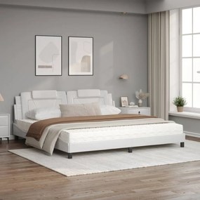 Letto con materasso bianco 200x200cm in similpelle