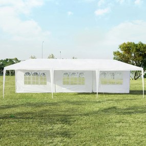 Costway Gazebo impermeabile 3x9m con 5 pannelli laterali rimovibili, Tenda per matrimonio eventi in spiaggia barbecue Bianco
