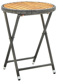Set bistro da giardino a 3 pezzi con cuscini grigio in rattan sintetico