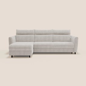 Peonia divano letto angolare con Penisola Contenitore - Materasso H18 cm in Bouclé Impermeabile T07