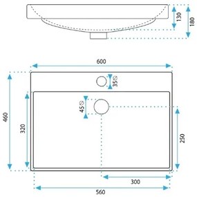 REA-U3326 - Lavabo da incasso MANDY 46x60 cm ceramica/bianco lucido