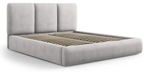 Letto matrimoniale imbottito grigio chiaro con contenitore con griglia 180x200 cm Brody - Mazzini Beds