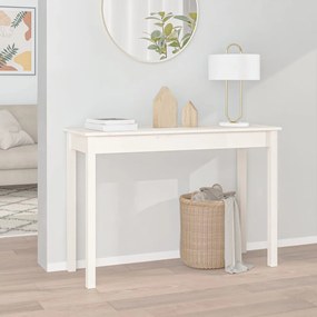 Tavolo consolle bianco 110x40x75 cm in legno massello di pino