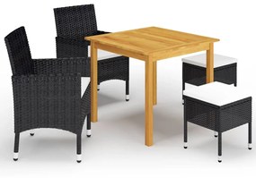 Set Mobili Da Pranzo Per Giardino 5 Pz Nero /