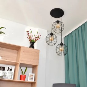 Lampadario LED a sospensione con filo MERCURE 3xE27/15W/230V ø 50 cm nero