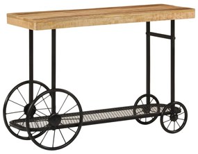Tavolo Consolle 112x36x76 Cm İn Legno Massello Di Mango E Ferro /