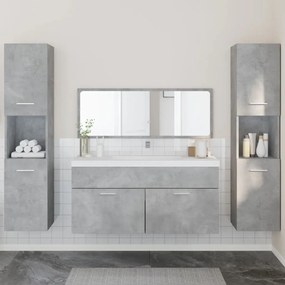 Set Mobili Da Bagno 4 Pz Grigio Cemento İn Legno Multistrato /