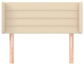 Testiera ad orecchio crema 93x16x78/88 cm in tessuto