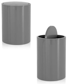 Set accessori bagno da appoggio 5 pezzi in plastica grigio Glim