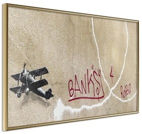 Poster  Banksy: Love Plane  Cornice Quadri Cornice d'oro, Larghezza x Altezza Home decor 45x30