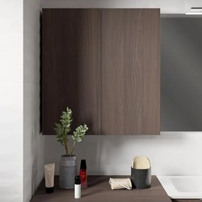 Pensile bagno Jnka legno noce in truciolare SENSEA, 2 ante apertura da destra e sinistra P 20 x L 70 x H 75 cm