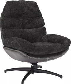 Poltrona Giselle in tessuto e pelle sintetica nera – 77x77x101 cm