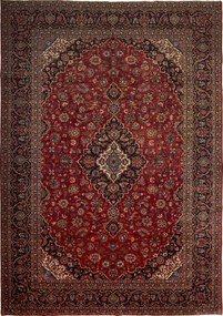 Kashan Tappeto 300x430 Blu (Iran) Annodato A Mano