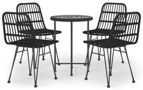 Set da pranzo da giardino 5 pz nero in polyrattan