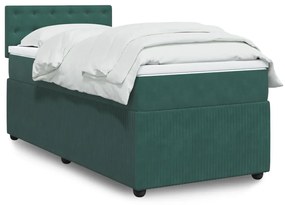 Giroletto A Molle Con Materasso Verde Scuro 90x200 Cm Velluto /
