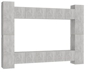 Set porta tv 10 pz grigio cemento in truciolato