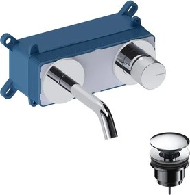 Rubinetto per lavabo a canna media getto laminare cristallino Loop K cromo spazzolato SANYCCES