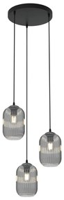 Lampadario a sospensione con filo VERDI 3xE27/15W/230V diametro 30 cm nero/grigio