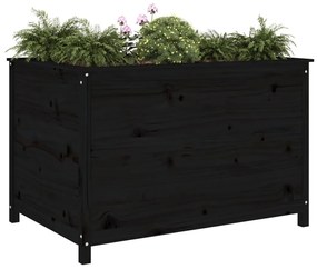 Fioriera Rialzata Giardino Nera 119,5x82,5x78 cm Massello Pino