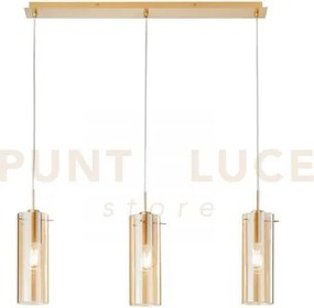 Lampadario a sospensione magic oro e ambra 3 luci attacco e27 79x10...
