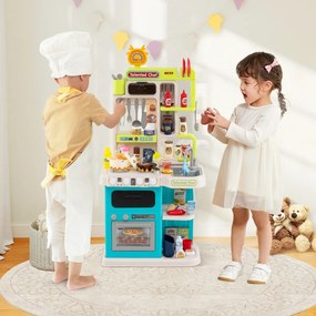 Costway Cucina per gioco di finzione con suoni e luci realistici e 54 accessori, Set cucina giocattolo per bambini 3+ anni 2 Colori