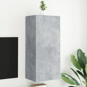 Mobile tv parete grigio cemento 40,5x30x90 cm legno multistrato