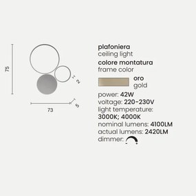 Plafoniera LED POIS in metallo verniciato 73x75 cm Oro