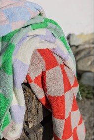 Asciugamano tipo terry arancione/beige in cotone organico 70x133 cm Retro – Mette Ditmer Denmark