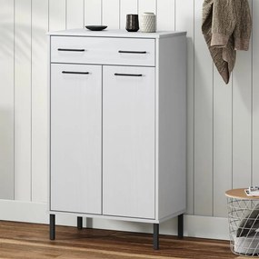 Scarpiera Con Gambe Metallo Bianco Legno Massello Di Pino Oslo /