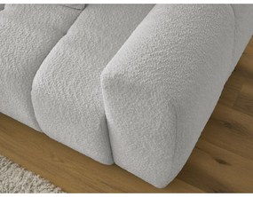 Divano angolare grigio chiaro allungabile/con contenitore (con penisola a sinistra/con chaise lounge) con rivestimento in bouclé Roxelane – Bobochic Paris