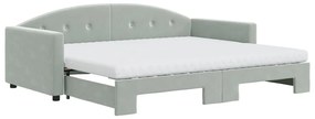 Divano letto estraibile materassi grigio chiaro 90x200 velluto