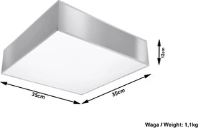 Plafoniera Quadrata in PVC da Soffitto 2xE27 HORUS 35 Grey da interno