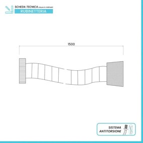 Flessibile Doccia 150 cm Pvc Grigio 3 strati Antitorsione