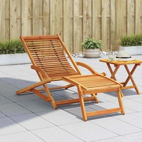 Sedia A Sdraio Con Poggiapiedi İn Legno Massello Di Acacia /