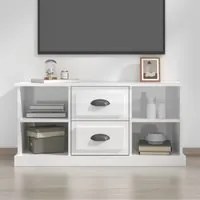 Mobile Porta TV Bianco Lucido 99,5x35,5x48 cm Legno Multistrato 816274