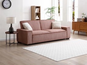 Divano letto 3 posti in Velluto a coste Rosa - SEKOTA